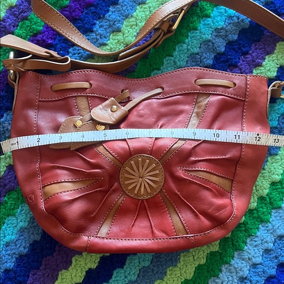 Pikolinos Leather Crossbody Bag in Burnt Orange with Tan Trim - Picture 2 of 8